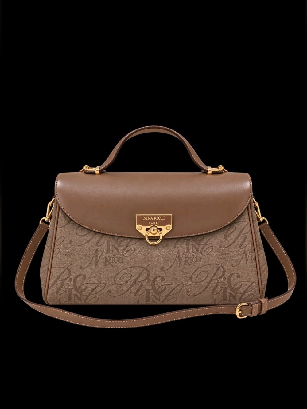 NINA RICCI Vintage Monogram Leather  Shoulder Handbag Pristine Condition